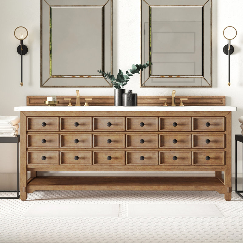 Bayou Breeze Gowins 72" Double Bathroom Vanity Base Only in Honey Alder